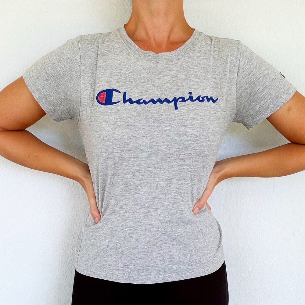 Champion gray casual short sleeve cotton blend tee size XS
